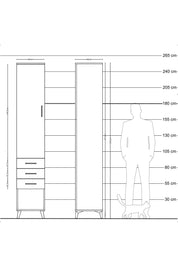 Hyperion Dolap 2 Raflı 3 Çekmeceli Tek Askılı 44x44x243 Aytaşı-Çam