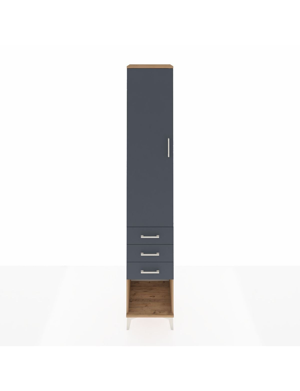 Hyperion Dolap 2 Raflı 3 Çekmeceli Tek Askılı 44x44x243 Çam-Antrasit