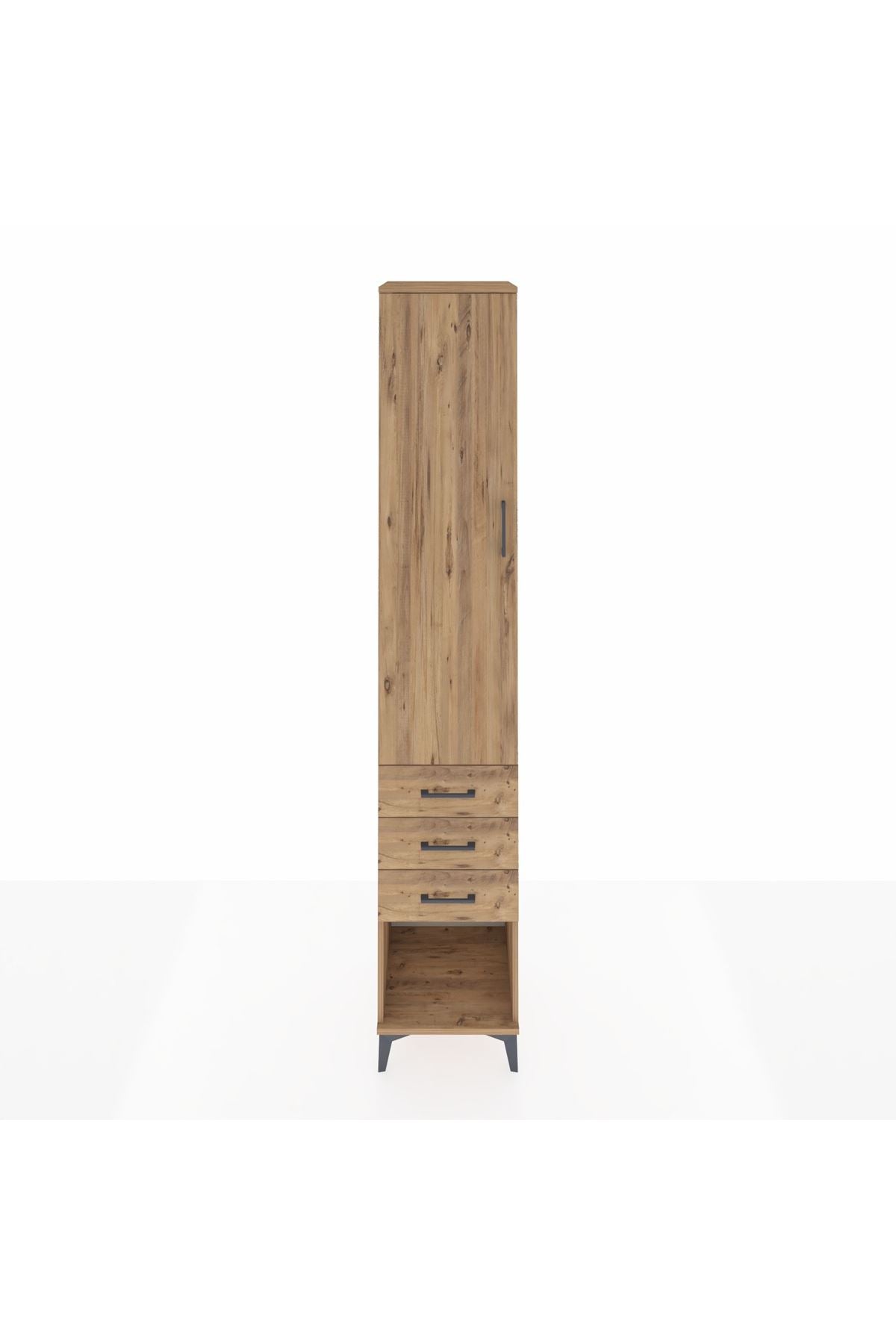 Hyperion Dolap 2 Raflı 3 Çekmeceli Tek Askılı 44x44x243 Çam-Çam