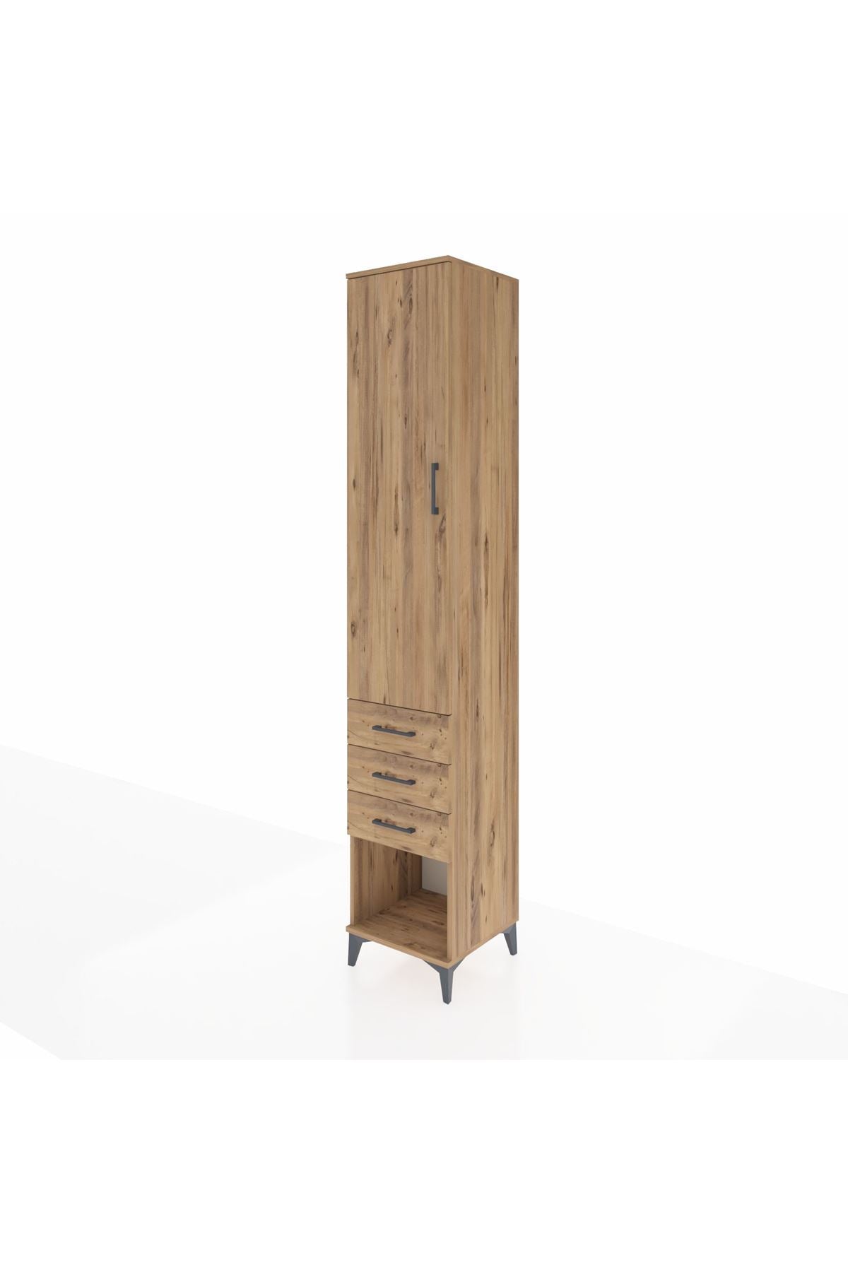 Hyperion Dolap 2 Raflı 3 Çekmeceli Tek Askılı 44x44x243 Çam-Çam