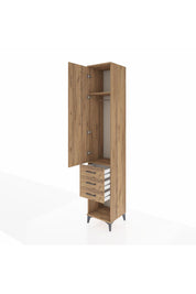 Hyperion Dolap 2 Raflı 3 Çekmeceli Tek Askılı 44x44x243 Çam-Çam