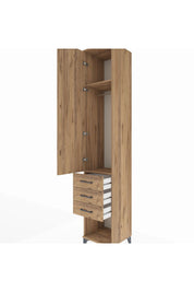 Hyperion Dolap 2 Raflı 3 Çekmeceli Tek Askılı 44x44x243 Çam-Çam