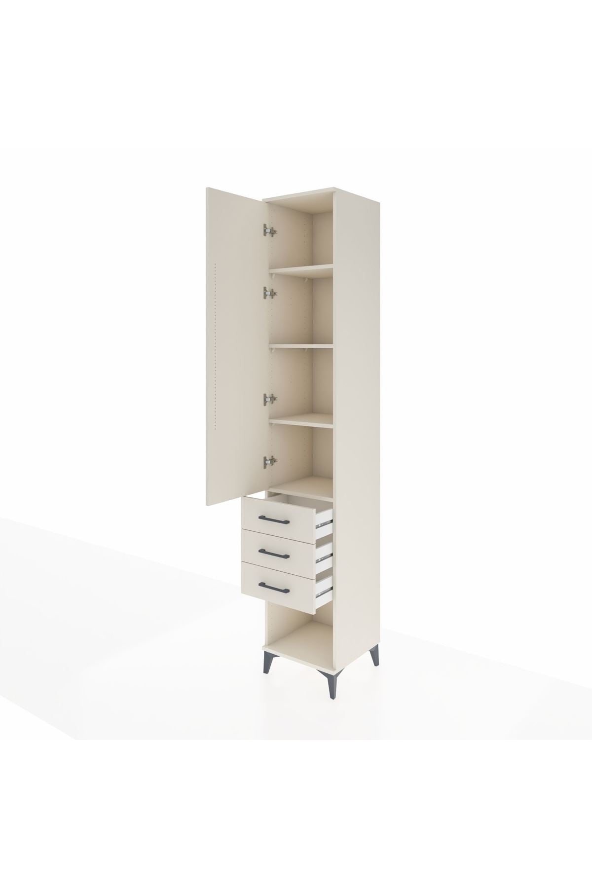 Hyperion Dolap 4 Raflı 3 Çekmeceli Tek Kapaklı 44x44x243 Aytaşı-Aytaşı