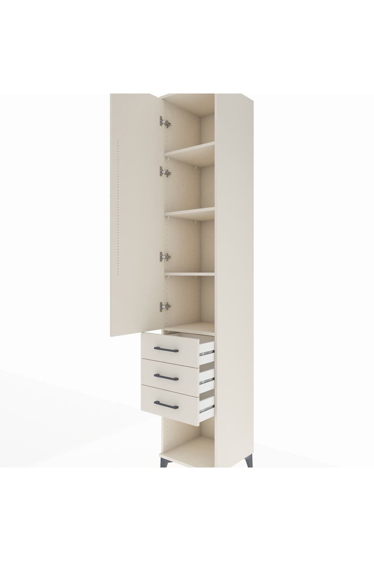 Hyperion Dolap 4 Raflı 3 Çekmeceli Tek Kapaklı 44x44x243 Aytaşı-Aytaşı