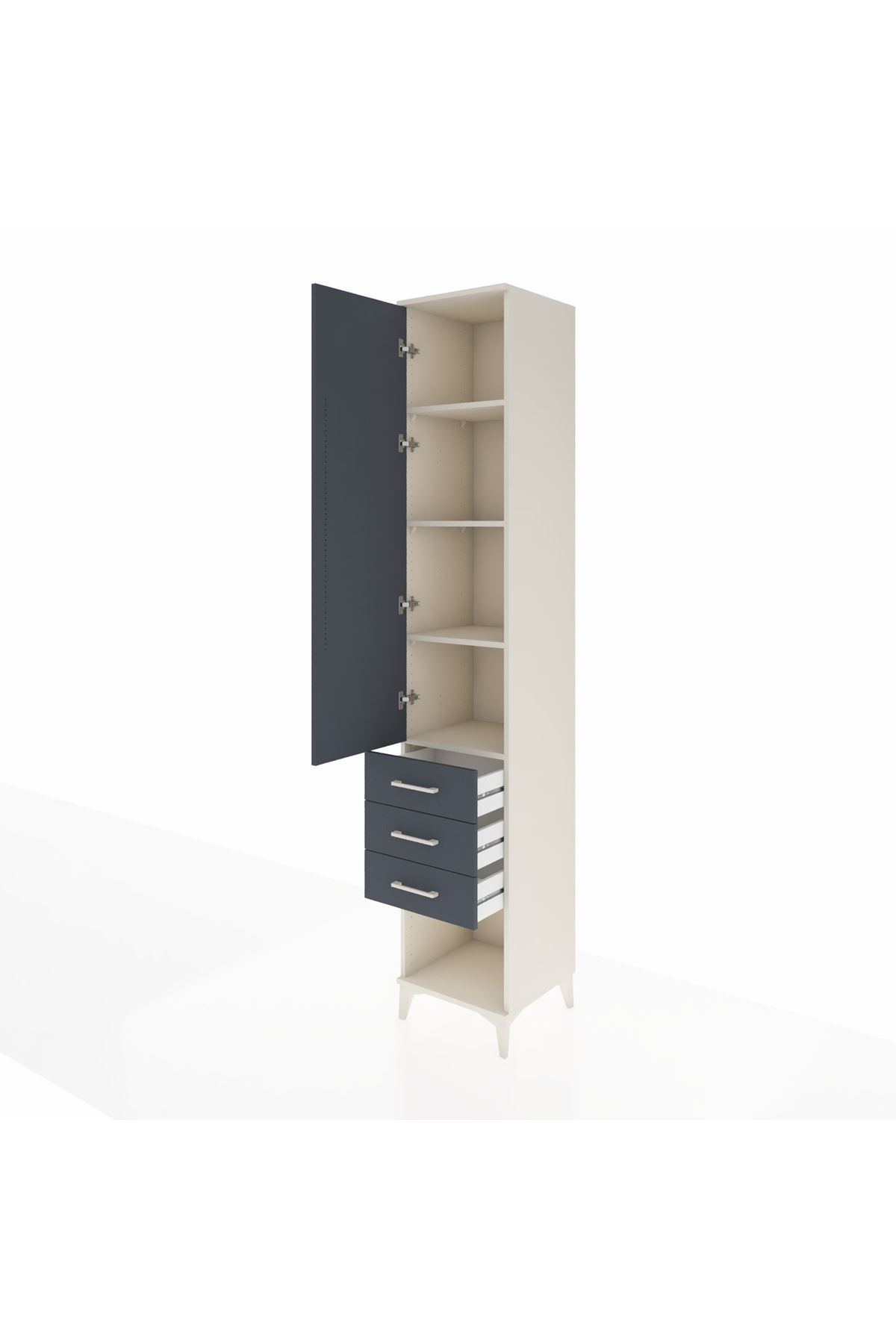 Hyperion Dolap 4 Raflı 3 Çekmeceli Tek Kapaklı 44x44x243 Aytaşı-Antrasit