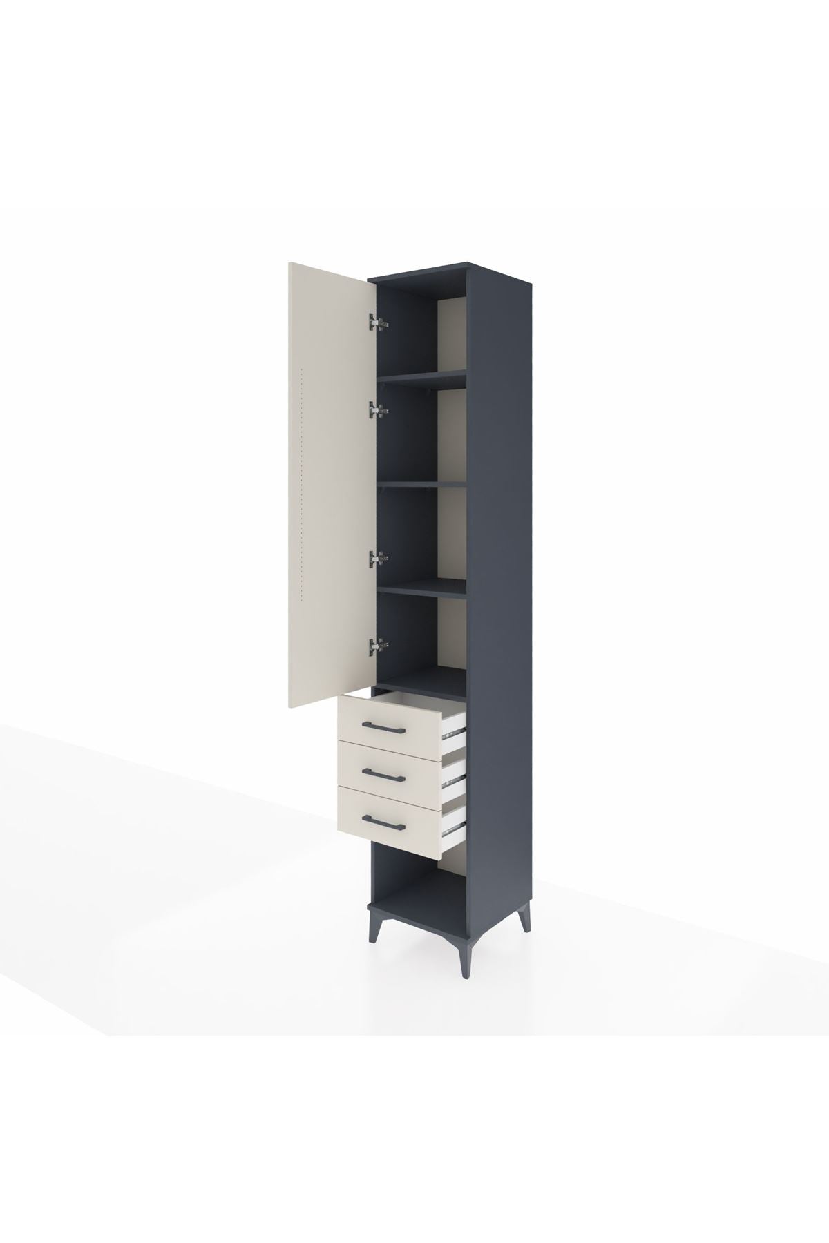 Hyperion Dolap 4 Raflı 3 Çekmeceli Tek Kapaklı 44x44x243 Antrasit-Aytaşı
