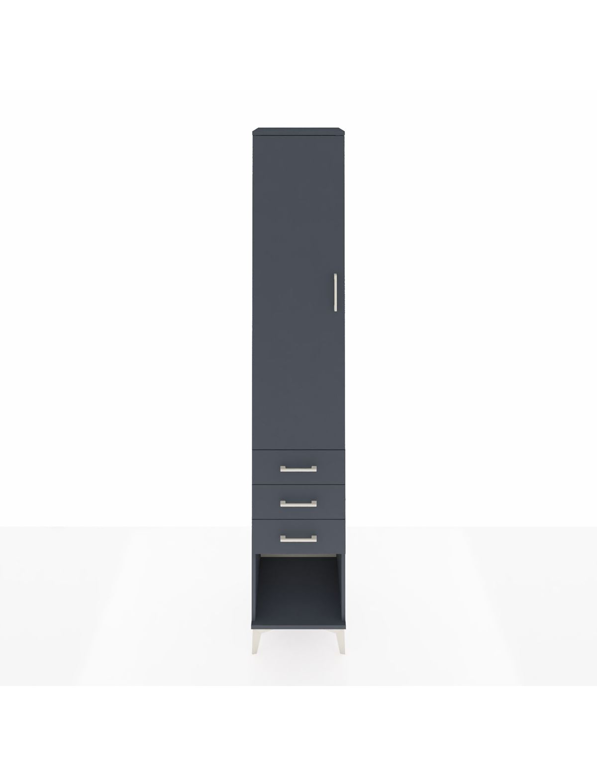 Hyperion Dolap 4 Raflı 3 Çekmeceli Tek Kapaklı 44x44x243 Antrasit-Antrasit