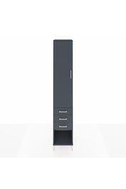 Hyperion Dolap 4 Raflı 3 Çekmeceli Tek Kapaklı 44x44x243 Antrasit-Antrasit