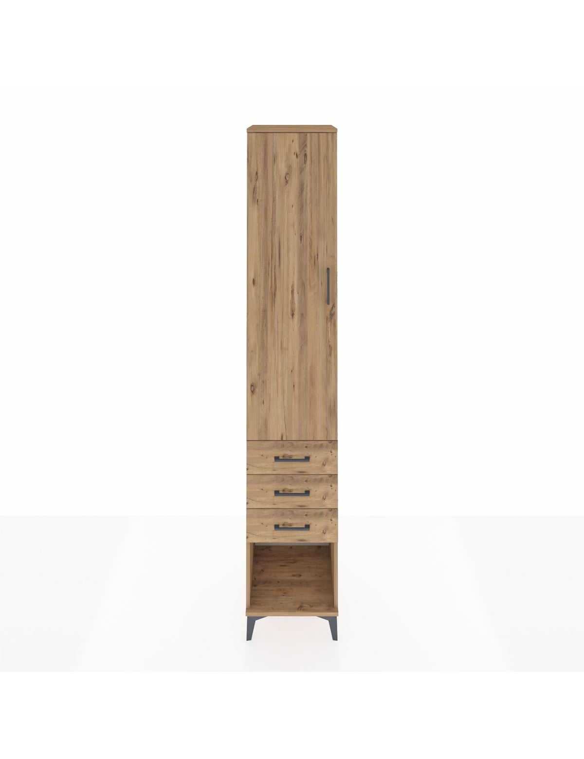 Hyperion Dolap 4 Raflı 3 Çekmeceli Tek Kapaklı 44x44x243 Çam-Çam