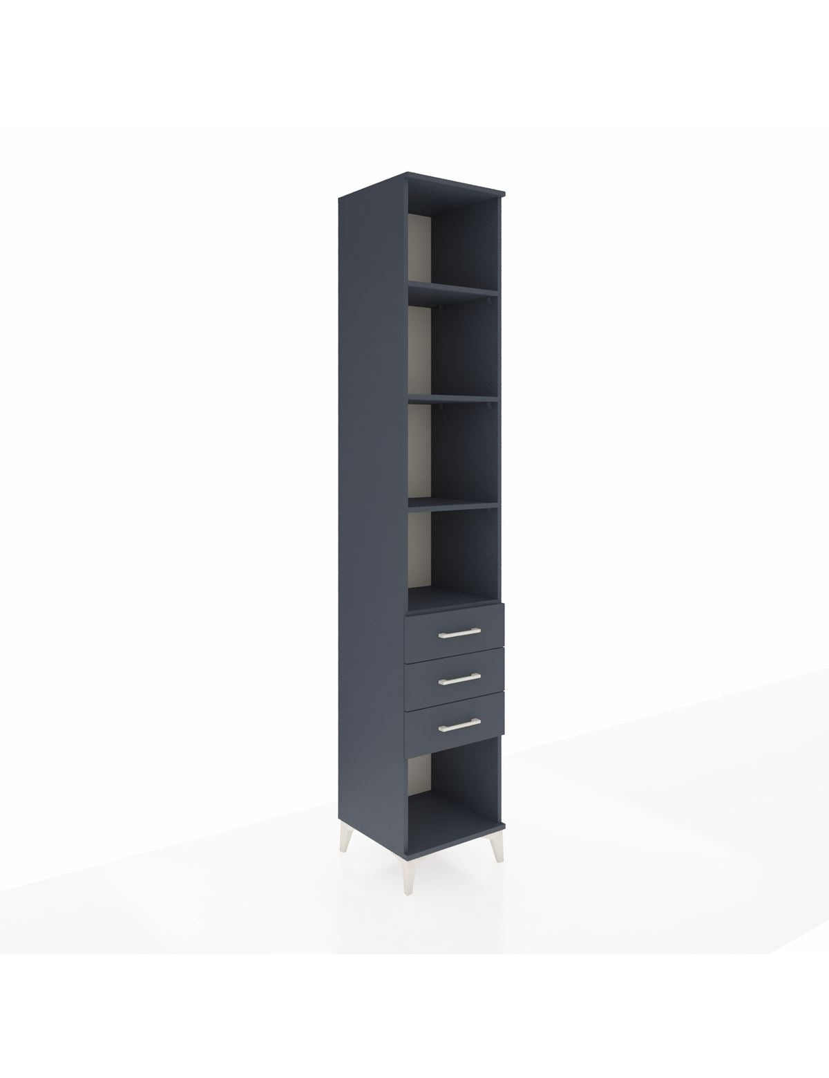 Hyperion Dolap 4 Raflı 3 Çekmeceli 44x44x243 Antrasit-Antrasit