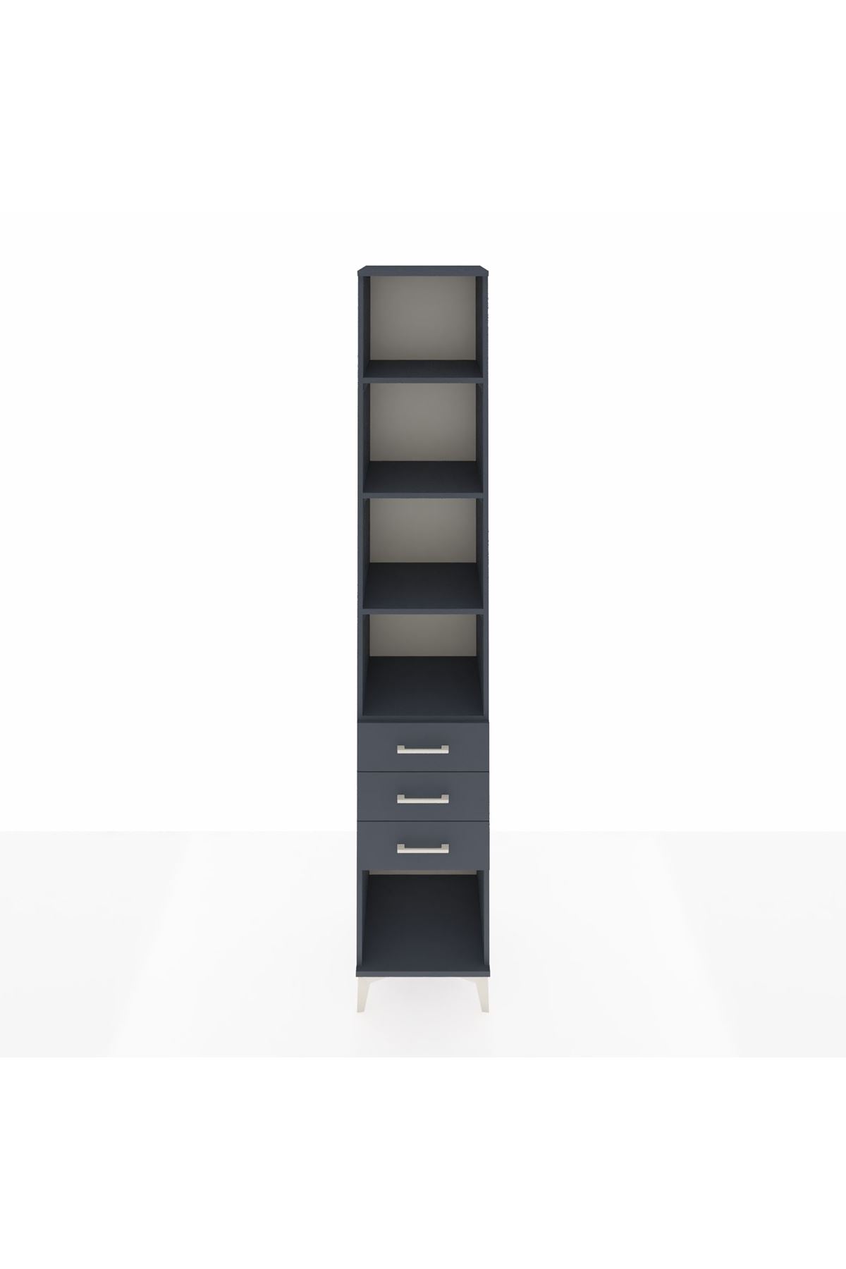 Hyperion Dolap 4 Raflı 3 Çekmeceli 44x44x243 Antrasit-Antrasit