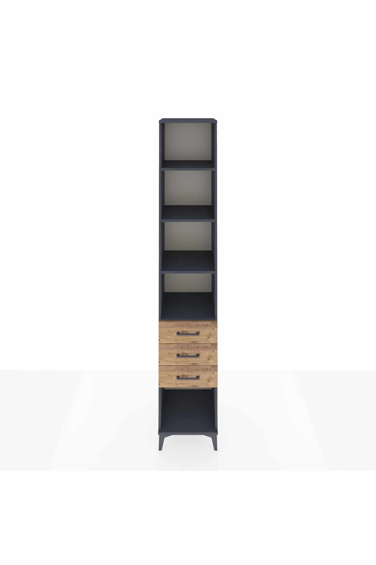 Hyperion Dolap 4 Raflı 3 Çekmeceli 44x44x243 Antrasit-Çam