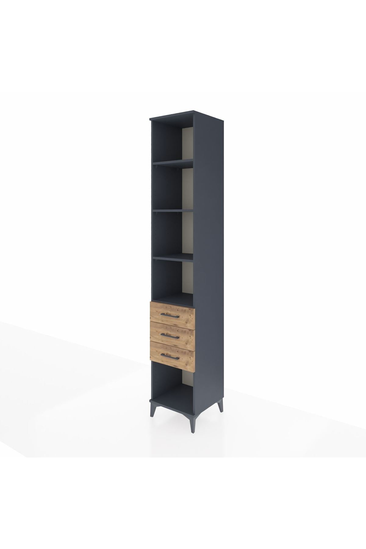 Hyperion Dolap 4 Raflı 3 Çekmeceli 44x44x243 Antrasit-Çam