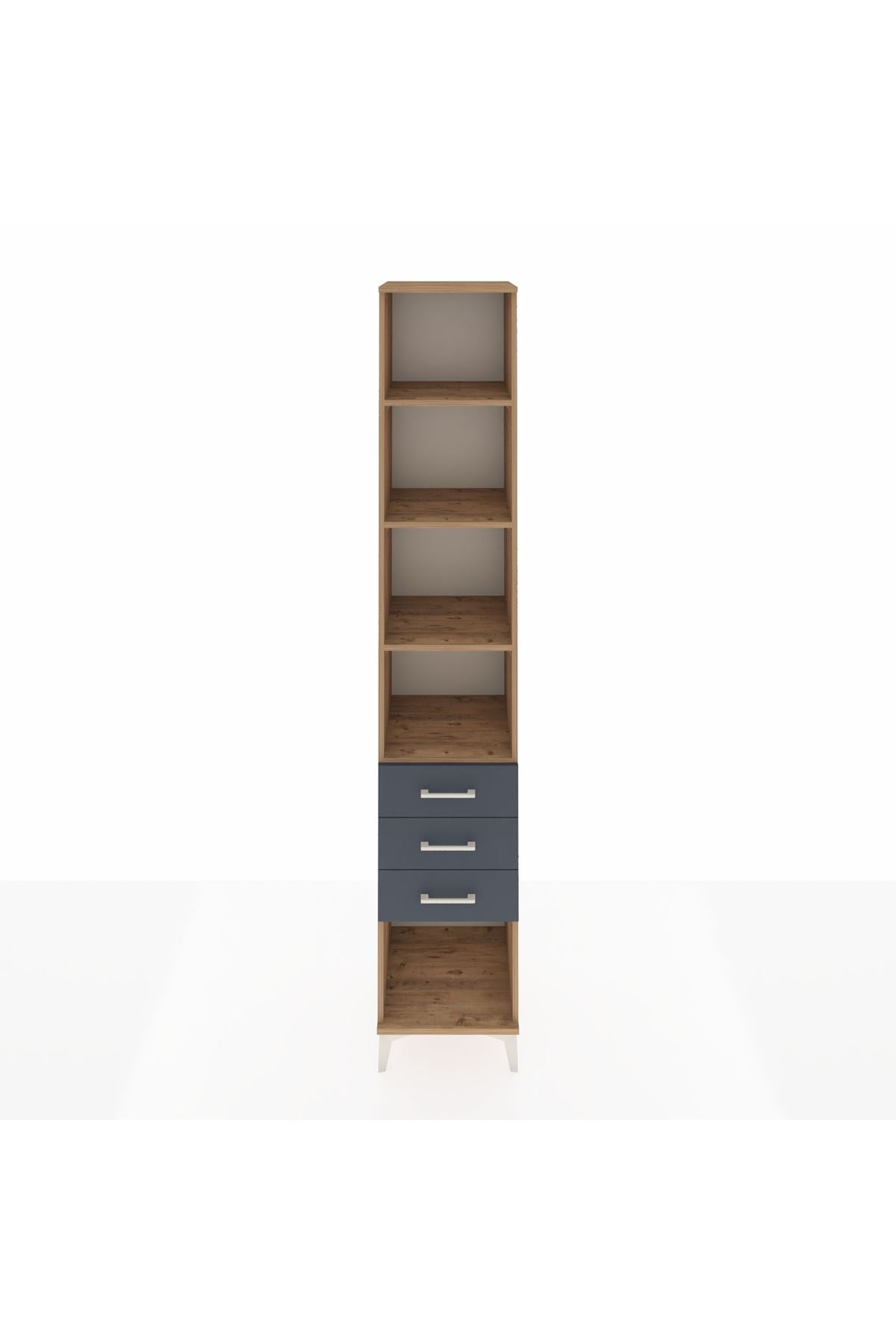 Hyperion Dolap 4 Raflı 3 Çekmeceli 44x44x243 Çam-Antrasit