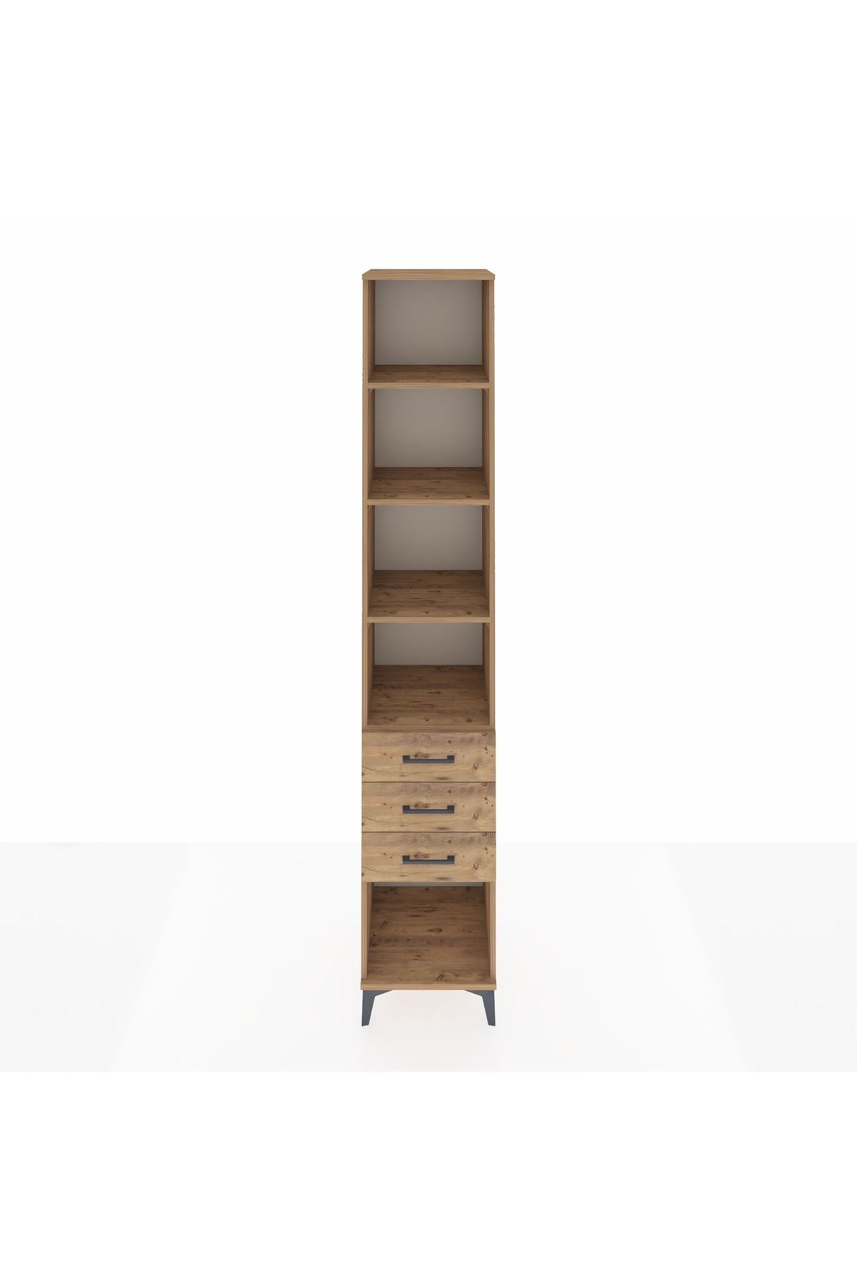 Hyperion Dolap 4 Raflı 3 Çekmeceli 44x44x243 Çam-Çam