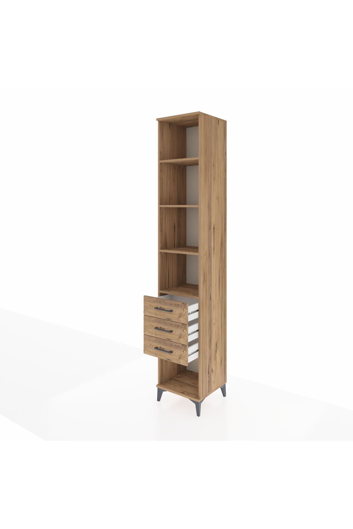 Hyperion Dolap 4 Raflı 3 Çekmeceli 44x44x243 Çam-Çam