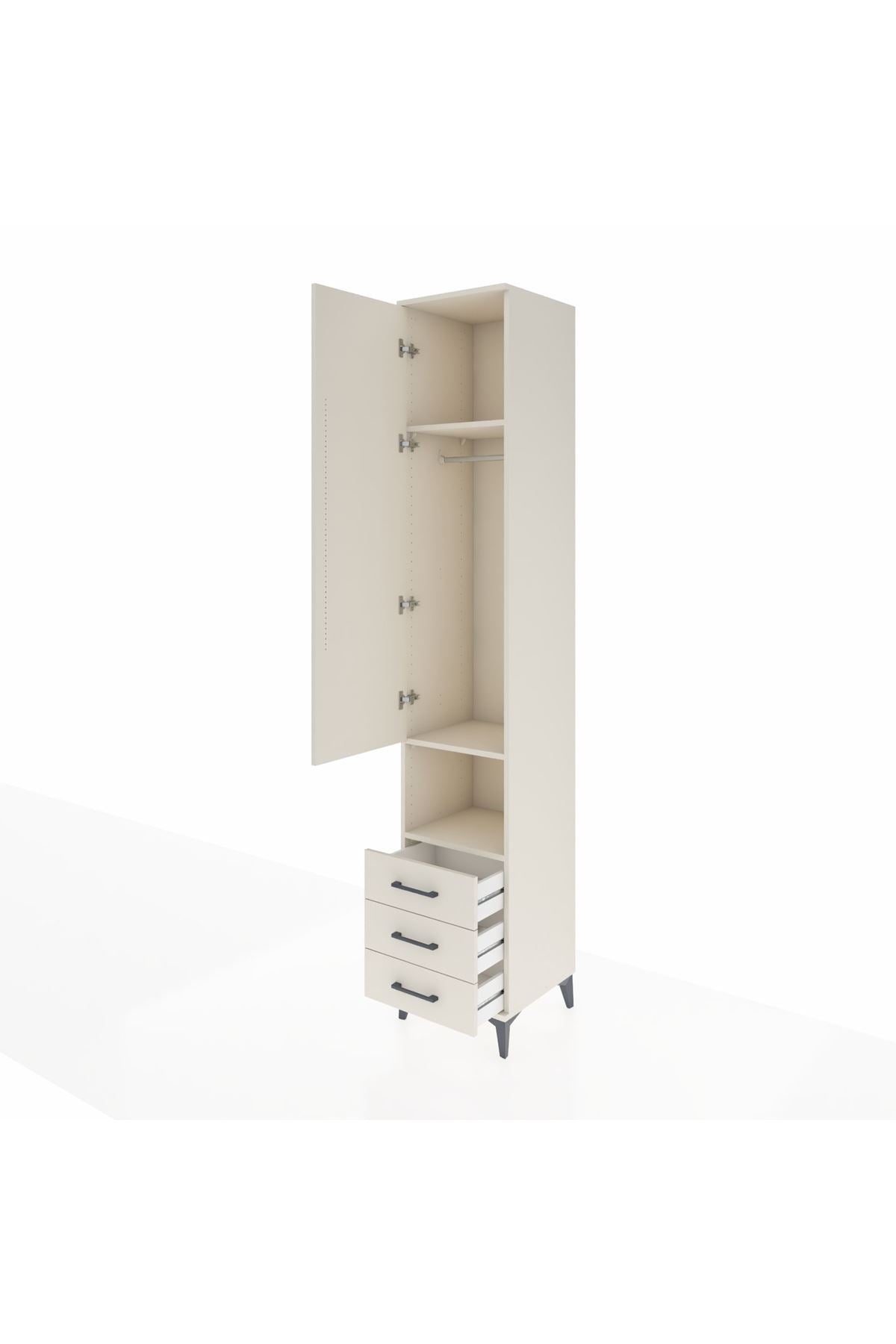 Hyperion Dolap 3 Raflı 3 Çekmeceli Tek Kapaklı 44x44x243 Aytaşı-Aytaşı