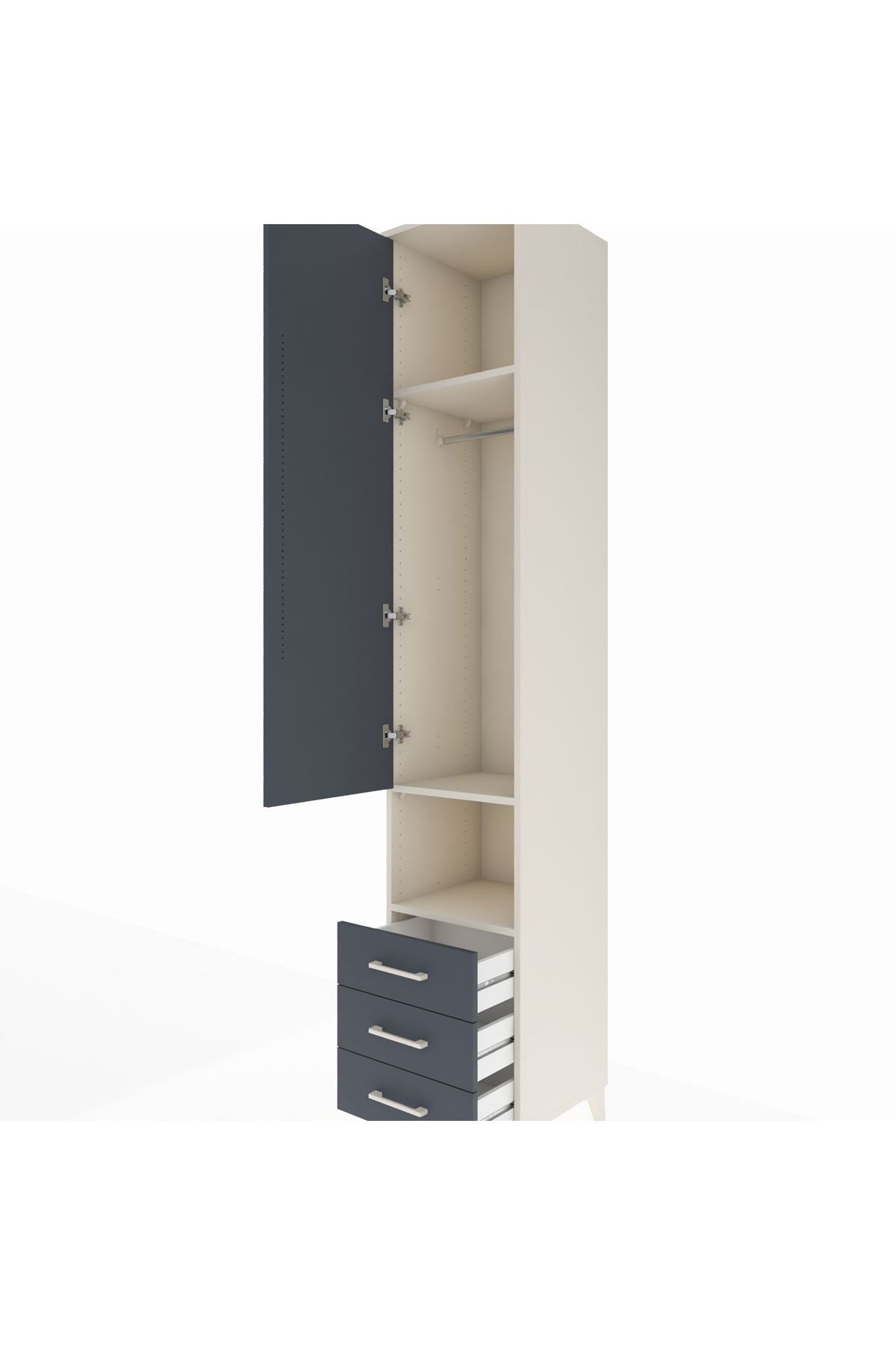 Hyperion Dolap 3 Raflı 3 Çekmeceli Tek Kapaklı 44x44x243 Aytaşı-Antrasit