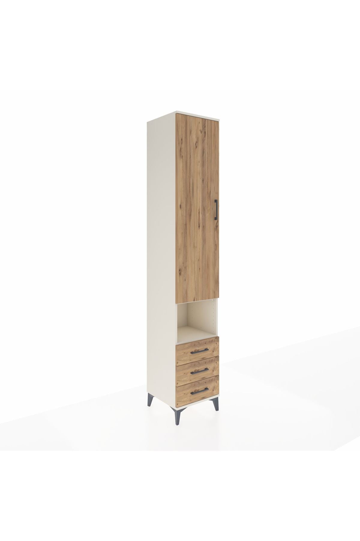 Hyperion Dolap 3 Raflı 3 Çekmeceli Tek Kapaklı 44x44x243 Aytaşı-Çam