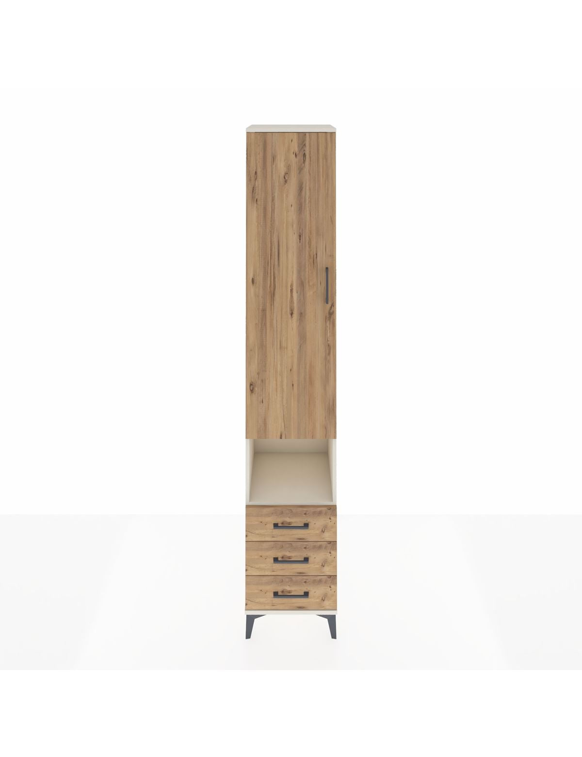 Hyperion Dolap 3 Raflı 3 Çekmeceli Tek Kapaklı 44x44x243 Aytaşı-Çam