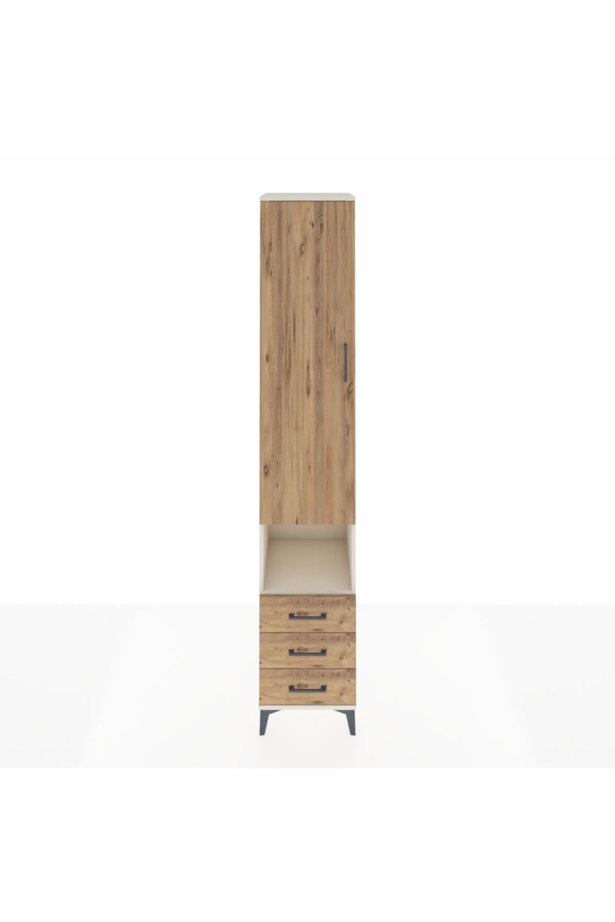 Hyperion Dolap 3 Raflı 3 Çekmeceli Tek Kapaklı 44x44x243 Aytaşı-Çam