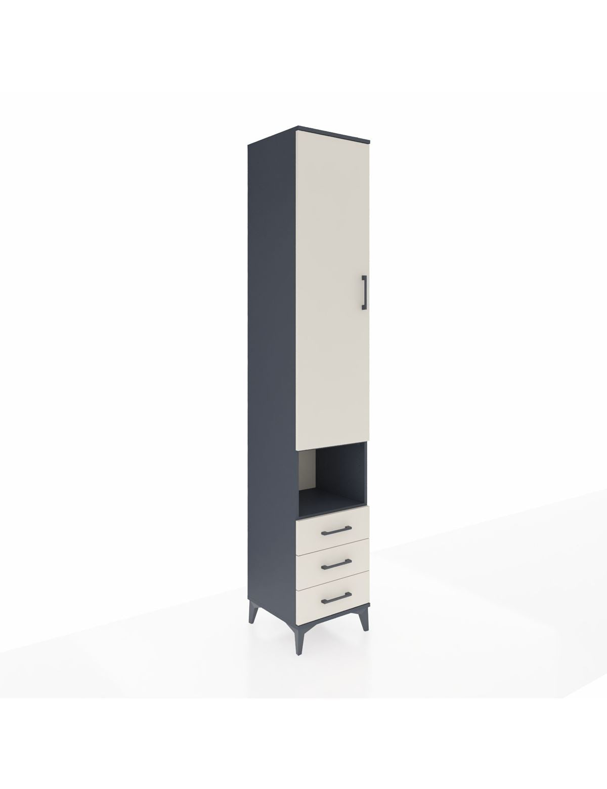 Hyperion Dolap 3 Raflı 3 Çekmeceli Tek Kapaklı 44x44x243 Antrasit-Aytaşı