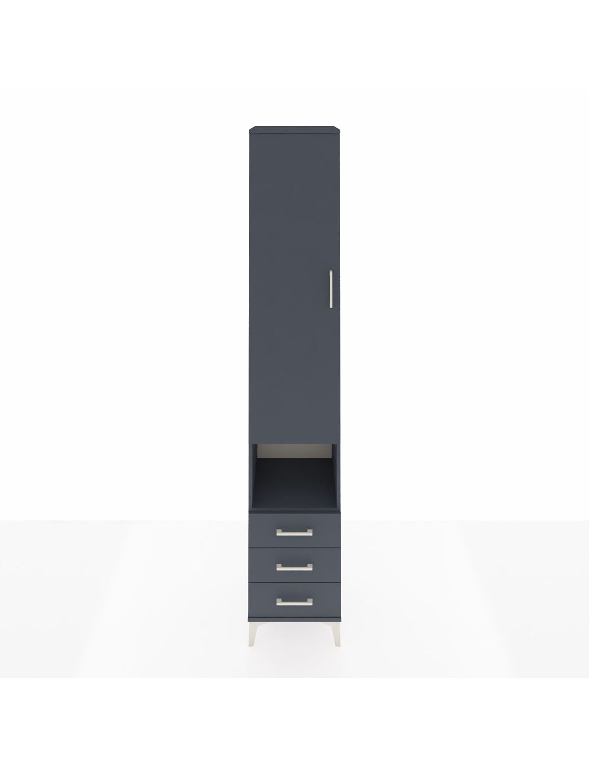 Hyperion Dolap 3 Raflı 3 Çekmeceli Tek Kapaklı 44x44x243 Antrasit-Antrasit