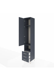 Hyperion Dolap 3 Raflı 3 Çekmeceli Tek Kapaklı 44x44x243 Antrasit-Antrasit
