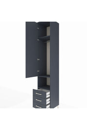 Hyperion Dolap 3 Raflı 3 Çekmeceli Tek Kapaklı 44x44x243 Antrasit-Antrasit