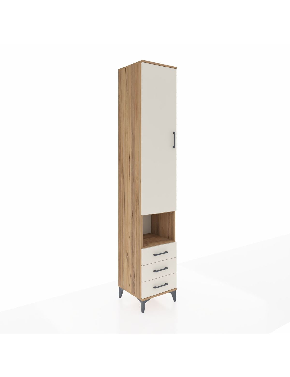 Hyperion Dolap 3 Raflı 3 Çekmeceli Tek Kapaklı 44x44x243 Çam-Aytaşı