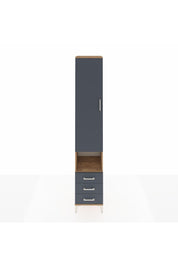 Hyperion Dolap 3 Raflı 3 Çekmeceli Tek Kapaklı 44x44x243 Çam-Antrasit