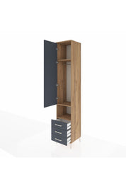 Hyperion Dolap 3 Raflı 3 Çekmeceli Tek Kapaklı 44x44x243 Çam-Antrasit