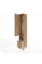 Hyperion Dolap 3 Raflı 3 Çekmeceli Tek Kapaklı 44x44x243 Çam-Çam