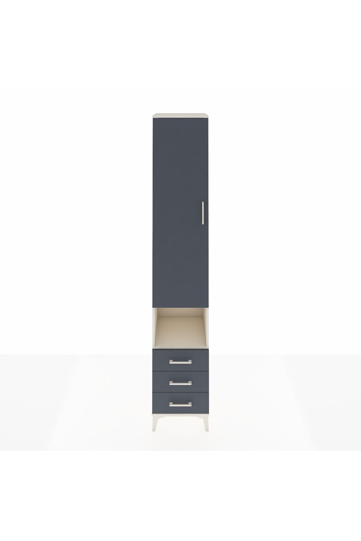 Hyperion Dolap 5 Raflı 3 Çekmeceli Tek Kapaklı 44x44x243 Aytaşı-Antrasit