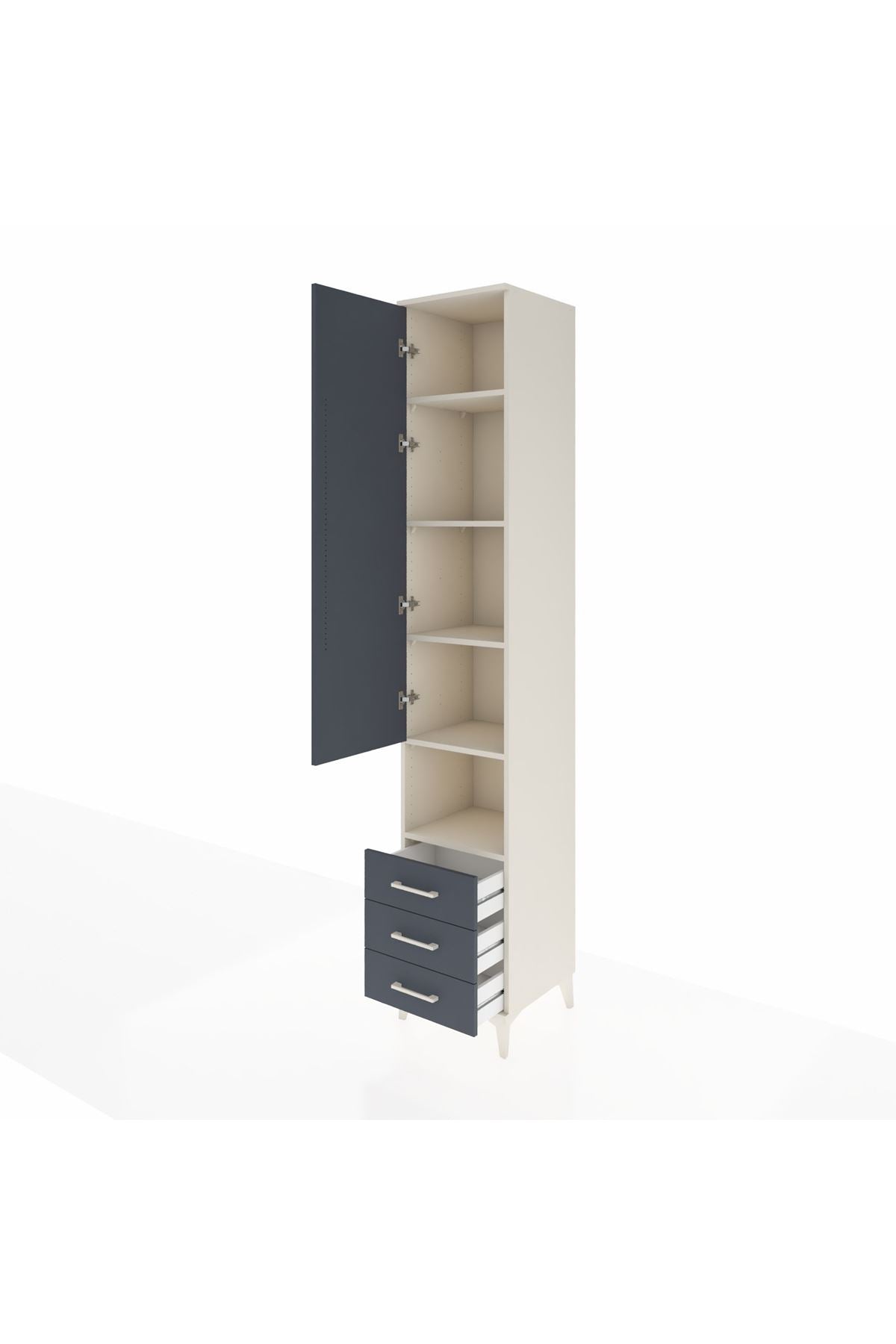 Hyperion Dolap 5 Raflı 3 Çekmeceli Tek Kapaklı 44x44x243 Aytaşı-Antrasit