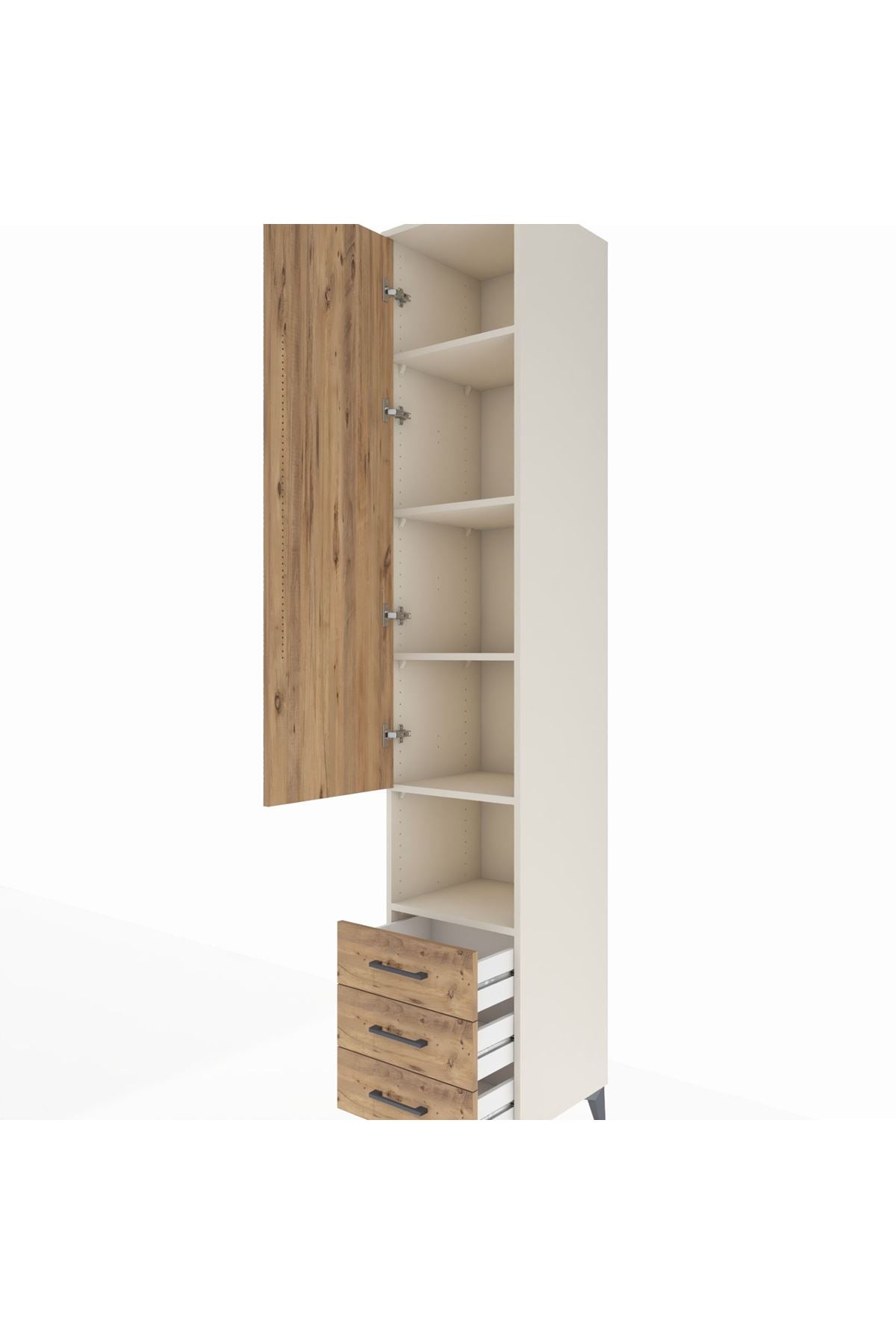 Hyperion Dolap 5 Raflı 3 Çekmeceli Tek Kapaklı 44x44x243 Aytaşı-Çam