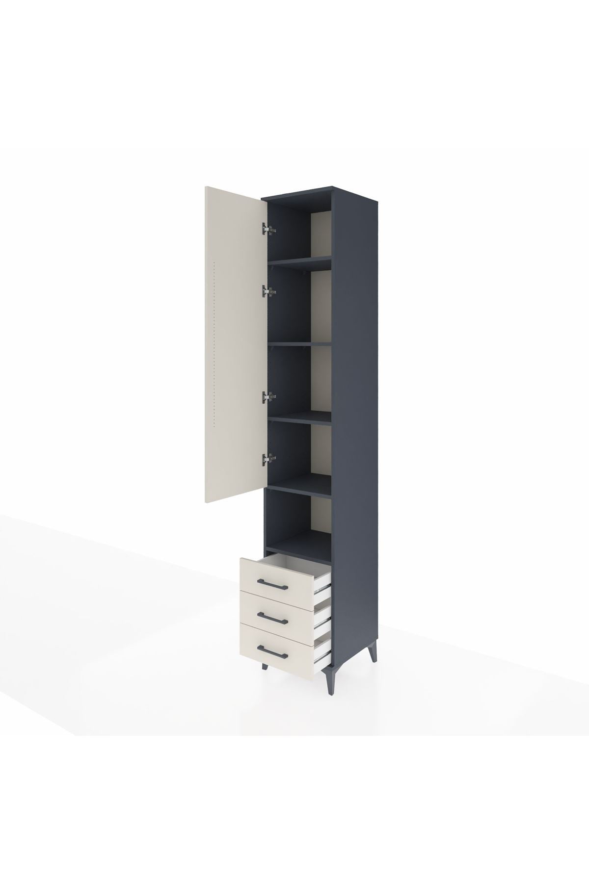 Hyperion Dolap 5 Raflı 3 Çekmeceli Tek Kapaklı 44x44x243 Antrasit-Aytaşı