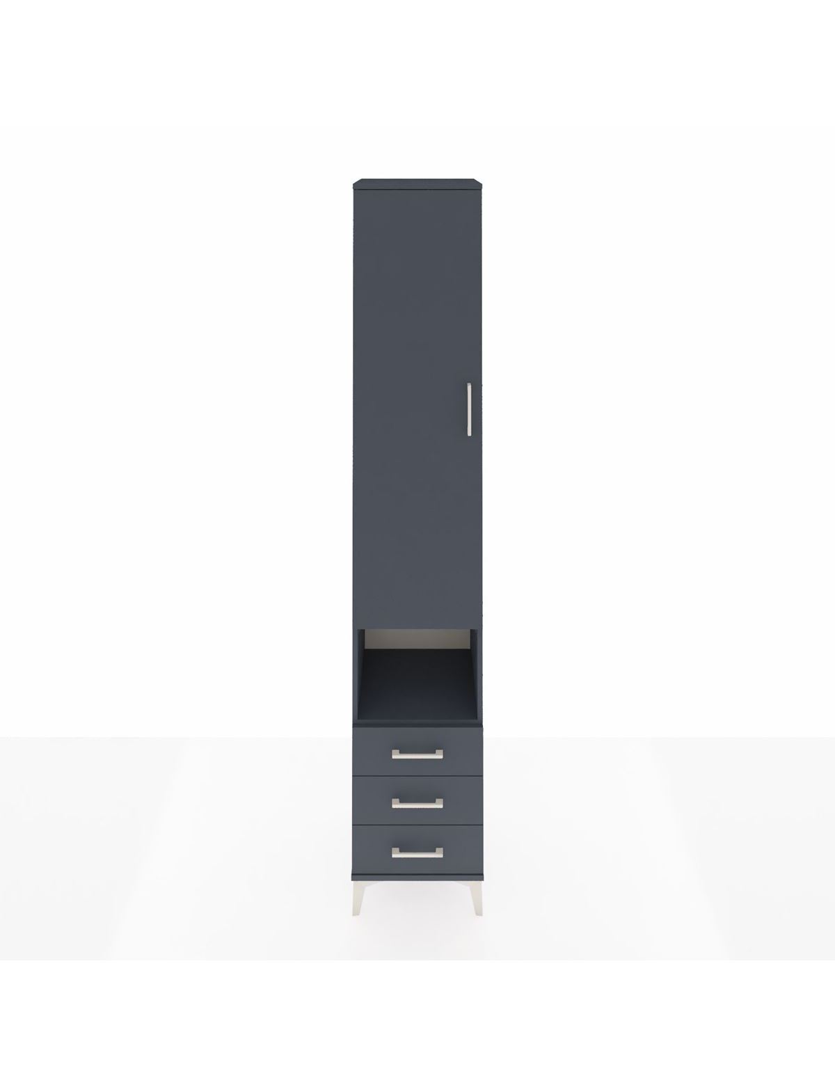 Hyperion Dolap 5 Raflı 3 Çekmeceli Tek Kapaklı 44x44x243 Antrasit-Antrasit