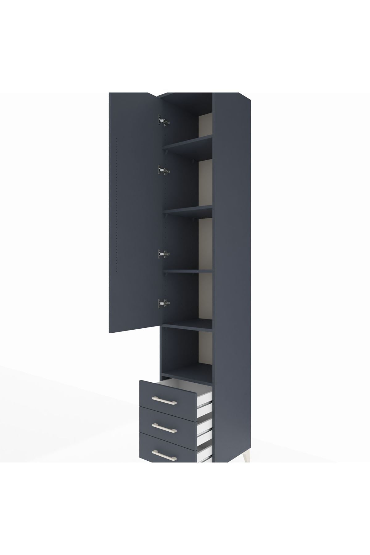 Hyperion Dolap 5 Raflı 3 Çekmeceli Tek Kapaklı 44x44x243 Antrasit-Antrasit