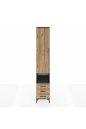 Hyperion Dolap 5 Raflı 3 Çekmeceli Tek Kapaklı 44x44x243 Antrasit-Çam