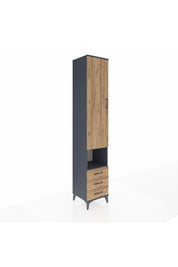 Hyperion Dolap 5 Raflı 3 Çekmeceli Tek Kapaklı 44x44x243 Antrasit-Çam