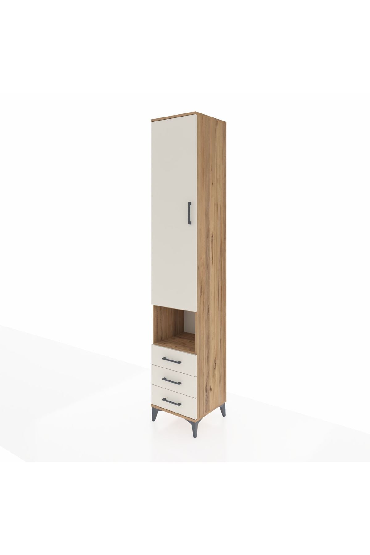 Hyperion Dolap 5 Raflı 3 Çekmeceli Tek Kapaklı 44x44x243 Çam-Aytaşı