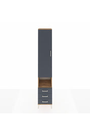 Hyperion Dolap 5 Raflı 3 Çekmeceli Tek Kapaklı 44x44x243 Çam-Antrasit