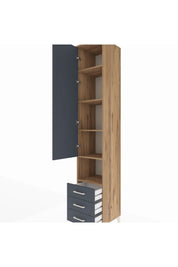 Hyperion Dolap 5 Raflı 3 Çekmeceli Tek Kapaklı 44x44x243 Çam-Antrasit