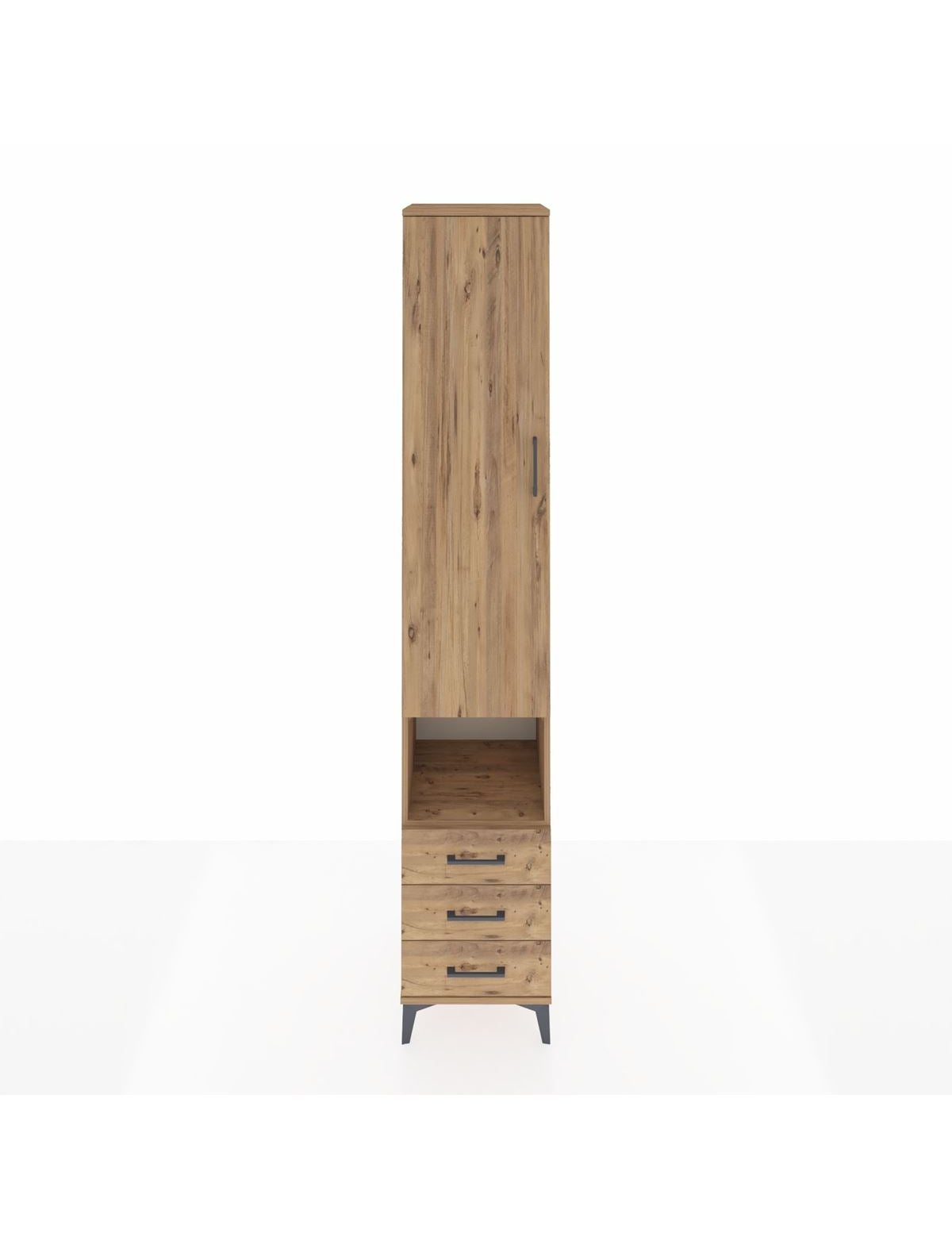 Hyperion Dolap 5 Raflı 3 Çekmeceli Tek Kapaklı 44x44x243 Çam-Çam