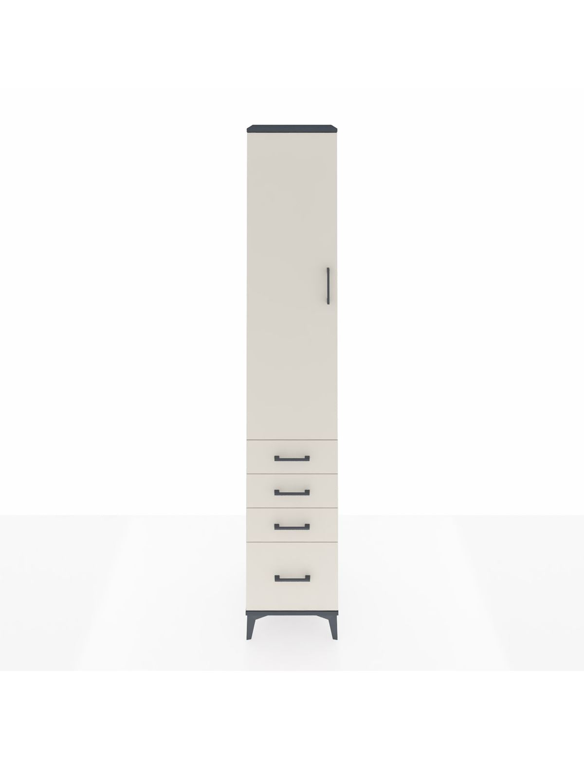 Hyperion Dolap 2 Raflı 4 Çekmeceli Tek Askılı 44x44x243 Antrasit-Aytaşı