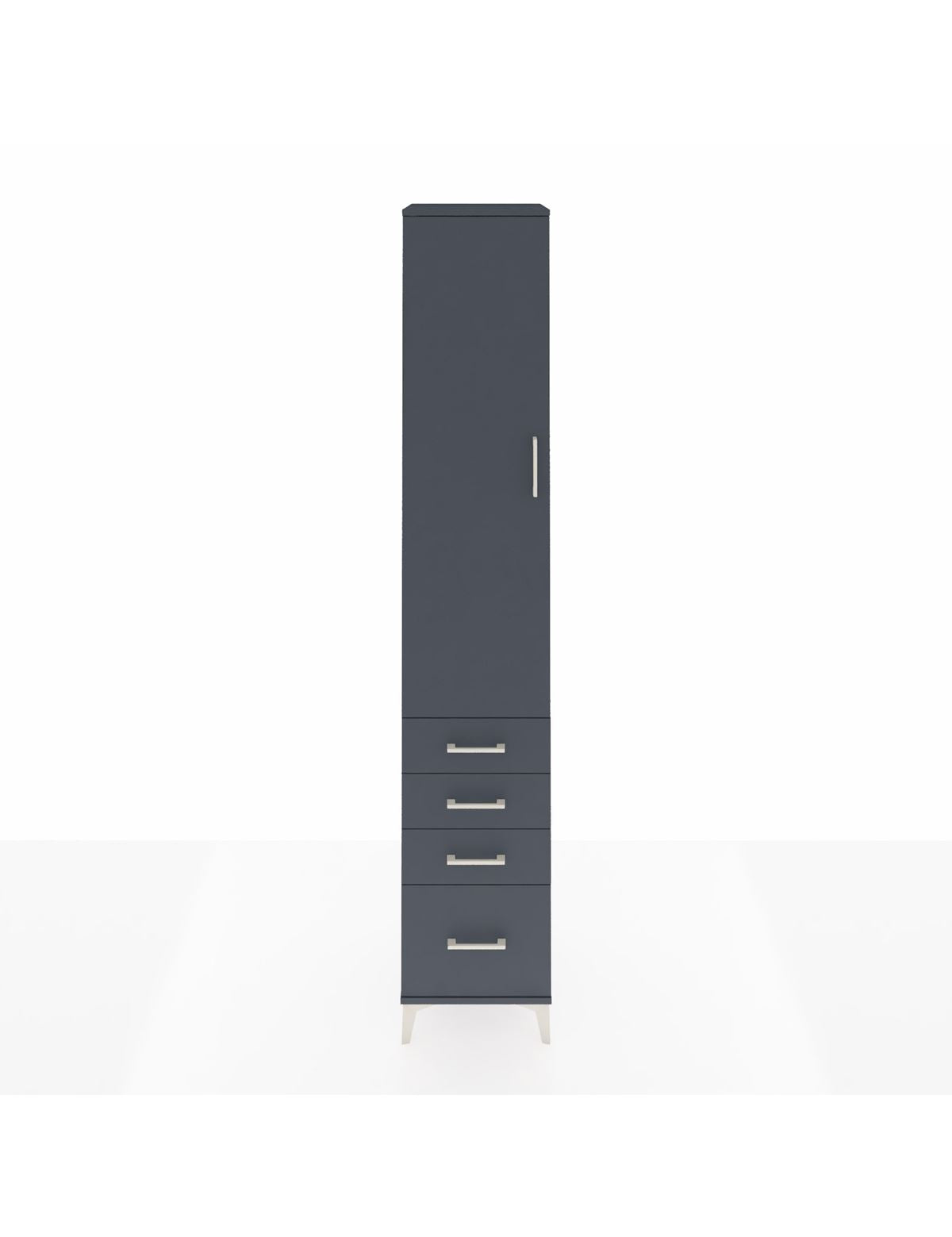 Hyperion Dolap 2 Raflı 4 Çekmeceli Tek Askılı 44x44x243 Antrasit-Antrasit