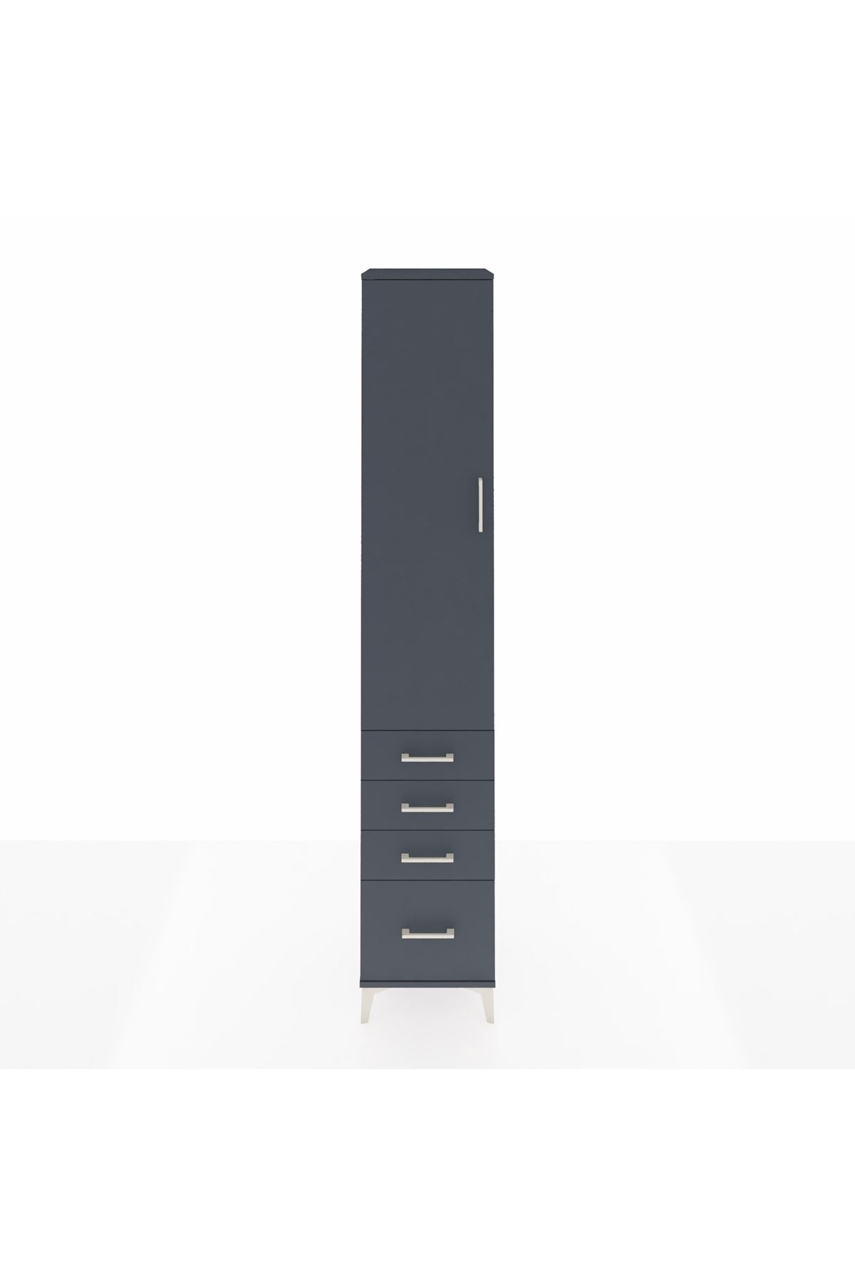 Hyperion Dolap 2 Raflı 4 Çekmeceli Tek Askılı 44x44x243 Antrasit-Antrasit