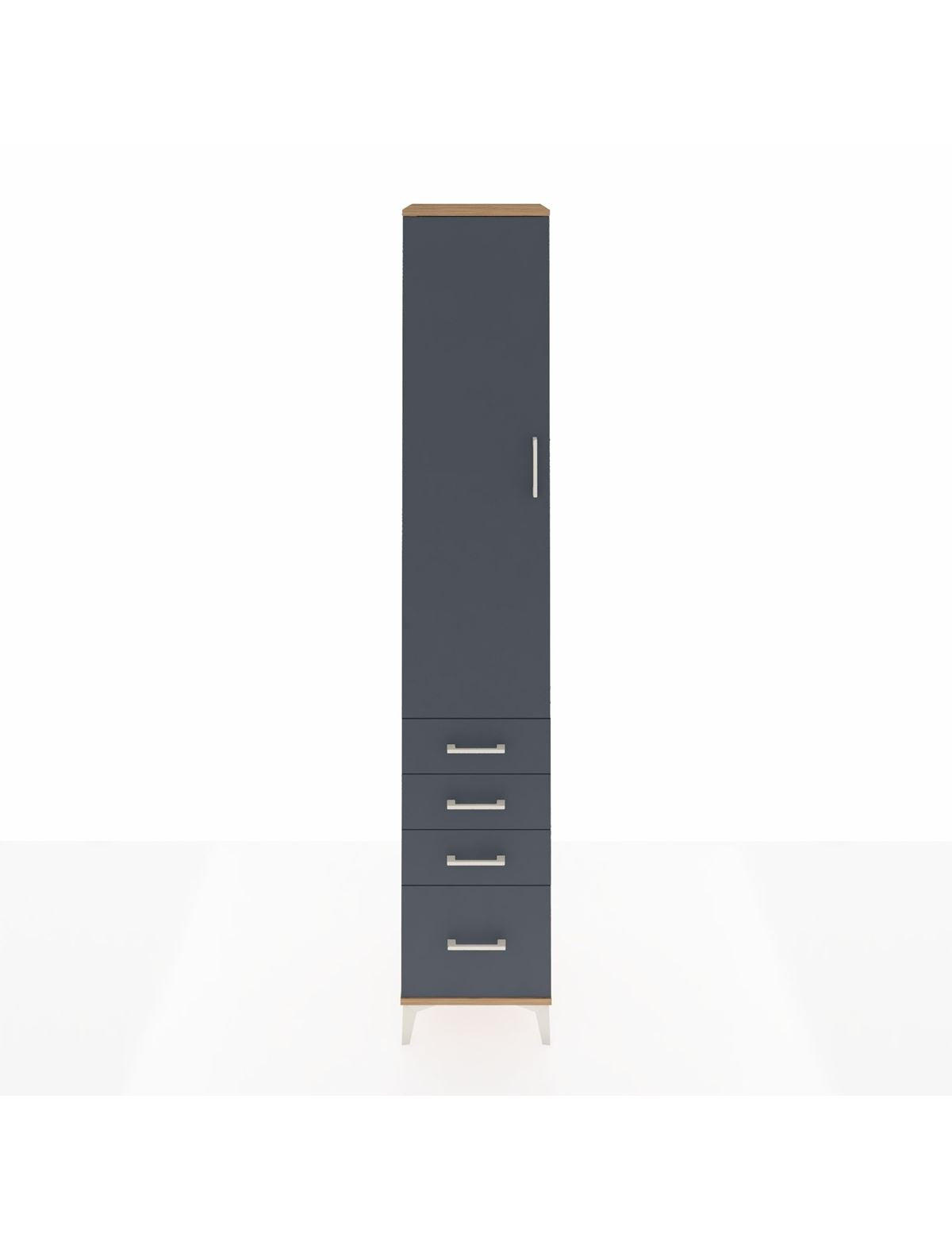 Hyperion Dolap 2 Raflı 4 Çekmeceli Tek Askılı 44x44x243 Çam-Antrasit