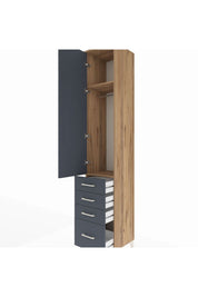 Hyperion Dolap 2 Raflı 4 Çekmeceli Tek Askılı 44x44x243 Çam-Antrasit